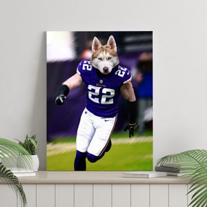 Custom Pet Portrait, Minnesota Football Lover Gift, American Football Pet, Sports Pet Portrait, Sports Lover Gift, Custom Dog Portrait