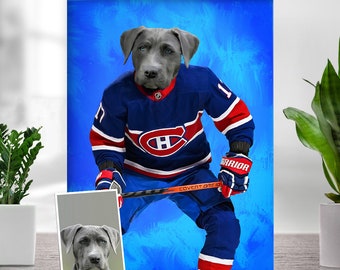 Custom Pet Portrait, Hockey Lover Gift, Hockey Pet, Sports Pet Portrait, Funny Hockey Gift, Custom Pet Hockey, Sports Lover Gift, Hockey Fan