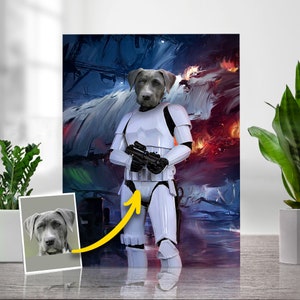 Pet Portrait | Pet Art | Star Wars | Custom Dog | Stormtrooper | Cartoon Portrait | Anniversary Gift | Funny Pet Lover Gift | Pet Painting