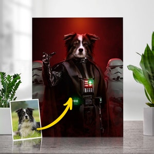 Dog Portrait | Custom Pet Portrait | Personalize Fathers Day | Star Wars Darth Vader Pet Portrait | Pet Portrait Painting | Obi Wan