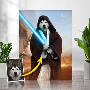 Custom Dog Portraits | Pet Portrait Jedi | Cat Portrait | Royal Pet Portrait | Star Wars Print | Baby Yoda Art | Custom Pet Portrait