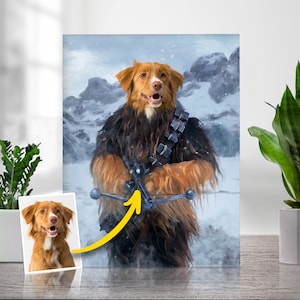 Chewbacca Haustier Gemälde | Star Wars Druck | Tierportrait vom Foto | Karikatur Porträt | Benutzerdefinierte Hund | Tierportrait | Hundeportrait