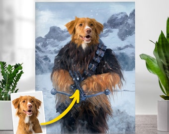 Chewbacca Pet Painting | Star Wars Print | Pet Portrait From Photo | Cartoon Portrait | Custom Dog | Custom Pet Portrait | Dog Portrait