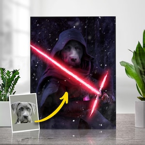 Royal Pet Portrait | Star Wars Print | Dog Portrait | Star Wars Pet | Pet Painting | Custom Art From Photo | Pet Art | Pet Portrait Jedi