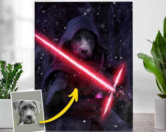 Royal Pet Portrait | Star Wars Print | Dog Portrait | Star Wars Pet | Pet Painting | Custom Art From Photo | Pet Art | Pet Portrait Jedi