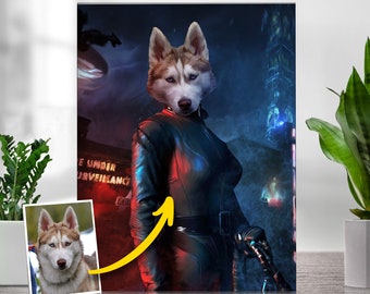 Geschenk für Ihn Kunstdruck | Katzenfrau Kunst | Wandkunst | Katzen Frau Gemälde | Katzenportrait | Eartha Kitt | Tierportrait nach Wunsch