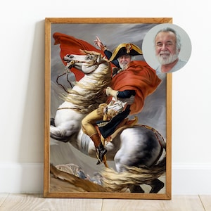 French King, Napoleon Bonaparte, Man horse portrait painting, Battle painting, Gift for men Custom Pet or Hooman Portrait from Your Photo