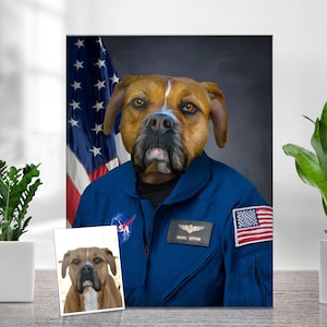 Custom Nasa Portrait,  Space Dog, Space Cat, Personalised Art, Pet Portraits, Funny Unique Gift, Astronaut Wall Art