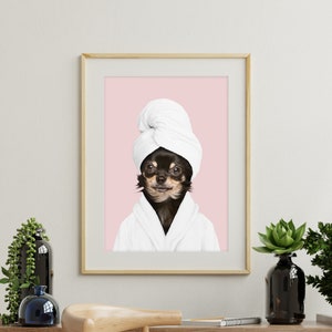 Funny Dog Toilet Wall Art Custom Portrait, Personalized Cat Gift, Bathroom Decor, Kids Room, Pet Lover Present,Whimsical Animal Illustration