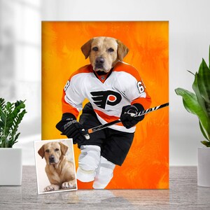 Custom Pet Portrait, Hockey Lover Gift, Hockey Pet, Sports Pet Portrait, Funny Hockey Gift, Custom Pet Hockey, Sports Lover Gift, Hockey Fan