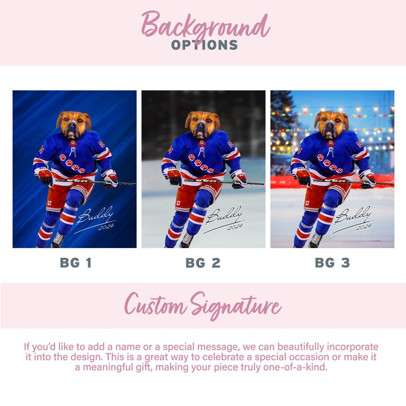 Custom Pet Portrait, Hockey Lover Gift, Hockey Pet, Sports Pet Portrait, Funny Hockey Gift, Custom Pet Hockey, Sports Lover Gift, New York image 2