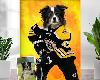 Custom Pet Portrait, Hockey Lover Gift, Hockey Pet, Sports Pet Portrait, Funny Hockey Gift, Custom Pet Hockey, Sports Lover Gift, Hockey Fan