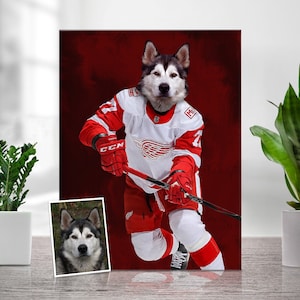 Custom Pet Portrait, Hockey Lover Gift, Hockey Pet, Sports Pet Portrait, Funny Hockey Gift, Custom Pet Hockey, Sports Lover Gift, Hockey Fan
