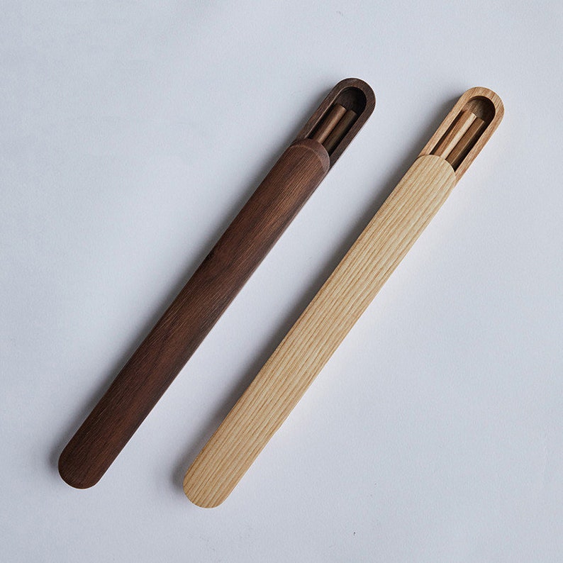 Wooden Chopsticks Set With Wooden Case Walnut Wood Chopstick Etsy