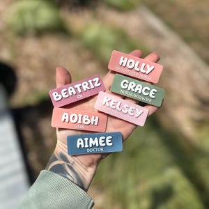 Personalized Acrylic Name Badge: Engraved 3D Lettering, Magnetic Back