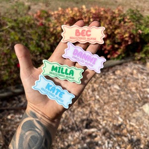 Personalized Glitter Name Badge: Magnetic Closure - Teacher, Nurse, Doctor