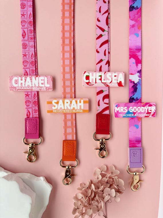 Personalised Lanyard ID Holder | Vibrant Print, Gold Hardware, Matching Badge Option