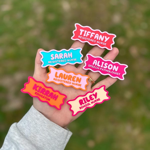 Personalized Glitter  Name Badge: Teacher, Nurse, Doctor 3D printed