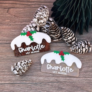 Christmas Pudding Name Badge | Name Badges | Educator | Nurse | Doctor | Teacher | Dentist | Midwife | Cafe | Restaurant | Student