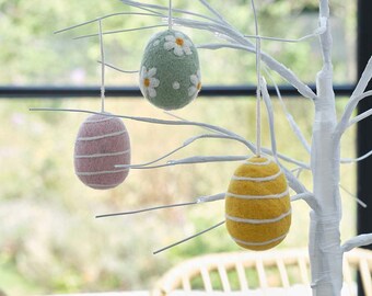 Felt Easter Egg Tree Decorations - Centrepiece Statement x 3 Colourful Eggs