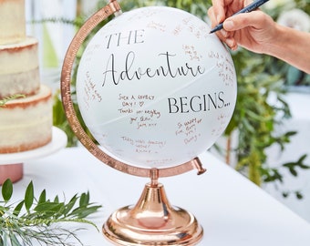 World Globe Guest Book Alternative - Wedding Wishes - Keepsake