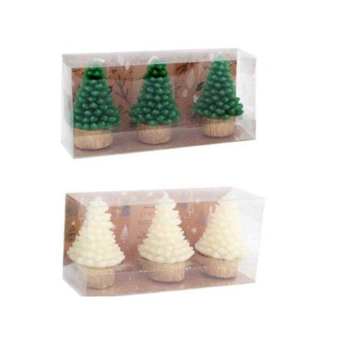Christmas Tree Shaped Candles Set of 6 Happy Holidays Etsy