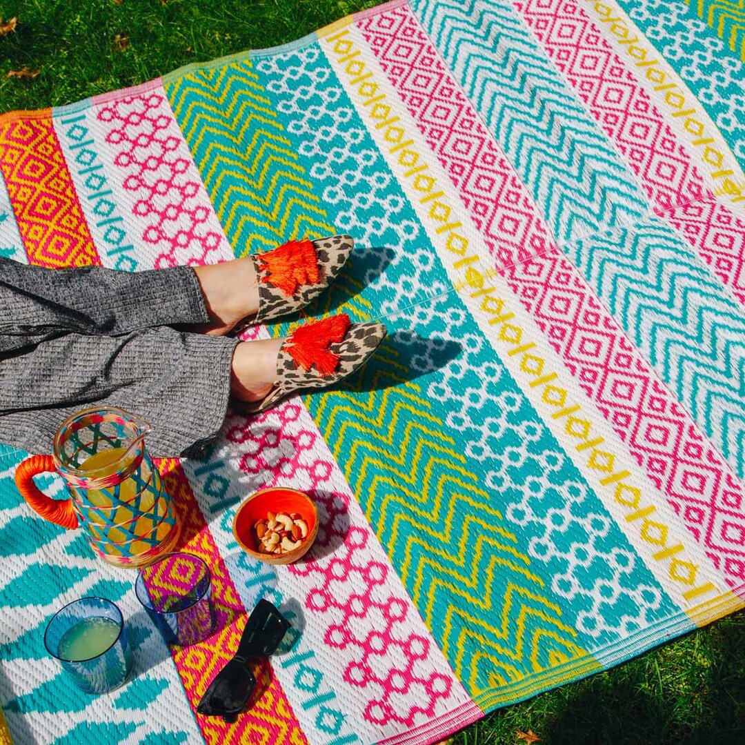 Boho Scandi Colourful Outdoor Waterproof Rug Patio Decking Indoor Outdoor Etsy UK