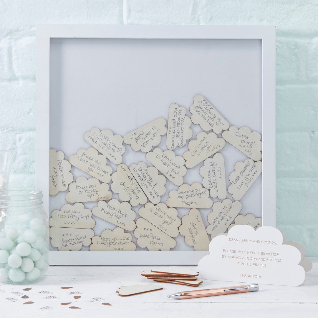 Cloud Drop Top Frame Guest Book Alternative Baby Shower Etsy