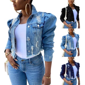 Ripped jean deals jacket women