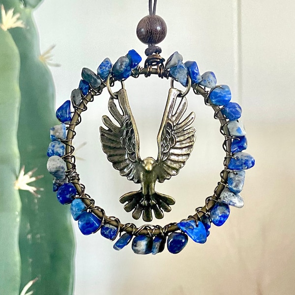 Bird Phoenix Hawk Eagle Suncatcher Ornament Houseplant Decor, Customizable Crystal Gemstone Birthstone Birthday Housewarming Memorial Gift