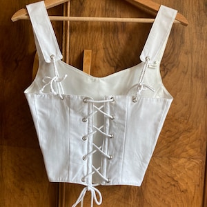 White lace-up corset top