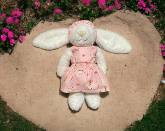 Jellycat sized bunny rabbit pink dress and matching hairband set small/medium/large bashful bunny outfit summer bear monkey puppy