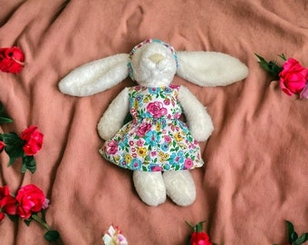 Jellycat sized floral dress and matching hairband set small/medium/large bashful bunny outfit summer bear monkey puppy