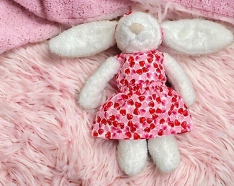 Jellycat sized Valentine’s Day heart dress and matching hairband set small/medium/large bashful bunny outfit  bear monkey puppy