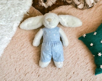Handmade (S/M/L) blue stars pyjama sets for jellycat bashful bunny monkey, puppy, rabbit soft toy