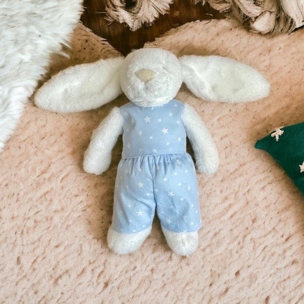 Handmade (S/M/L) blue stars pyjama sets for jellycat bashful bunny monkey, puppy, rabbit soft toy