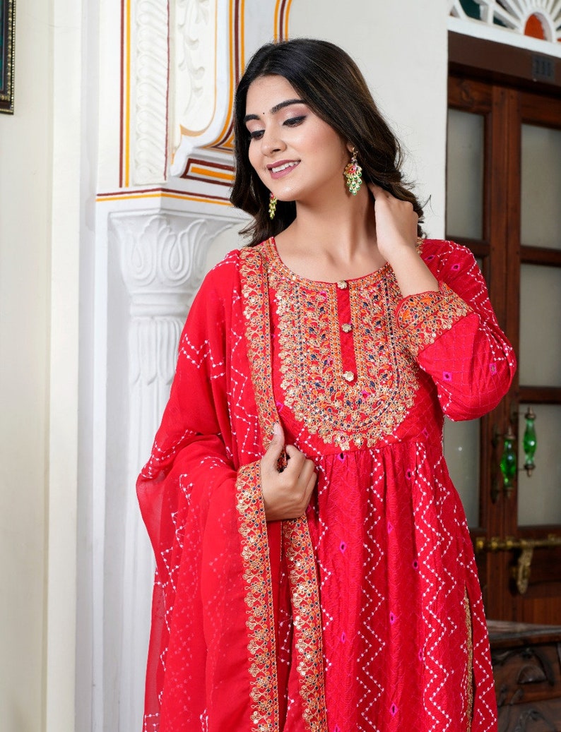 Festival wear Chickenkari Embroidered Kurti image 4