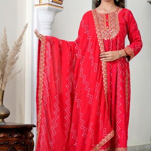 Festival wear Chickenkari Embroidered Kurti image 3