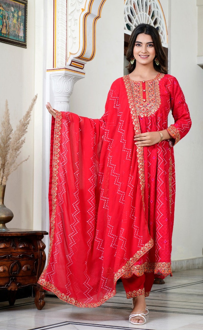 Festival wear Chickenkari Embroidered Kurti image 3