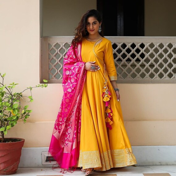 orange anarkali kurti