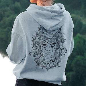 Another Medusa Snake Face Unisex Pullover Hoodie | Goddess Medusa Hoodie | Greek Mythology Hoodie | Snakes Head | Witch Hoodie | Witchy