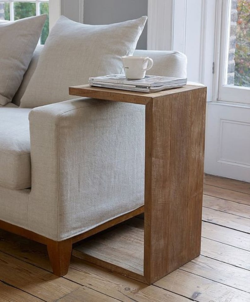 C Shaped Coffee Table Solid Wood Coffee Table for Living Room - Etsy