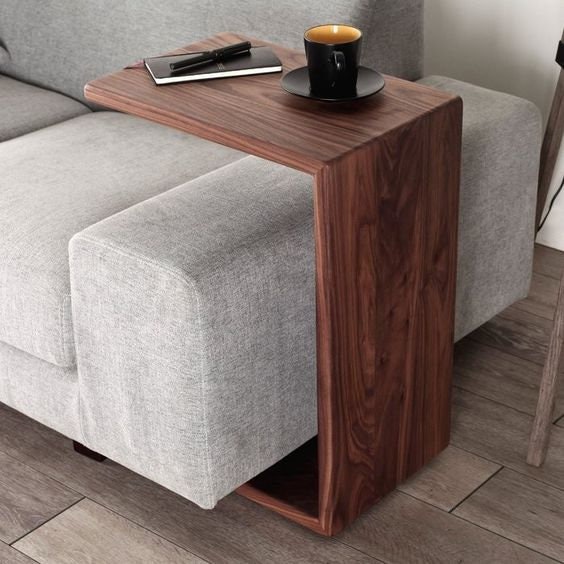 C Shaped Coffee Table Solid Wood Coffee Table for Living Room - Etsy