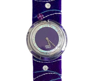 NEW and unworn from 2005 Midi Pop Swatch VIOLET DELIGHT PMK155 - mint condition - running with new battery - 32mm diameter