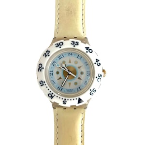 vintage 1996 Swatch Scuba Creme de la Creme SDK126 - leather strap - original packaging - new battery installed - 38 mm