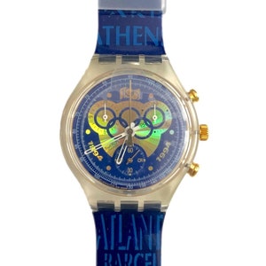 Swatch Chrono IOC SCZ101 vintage - come nuovo, mai indossato - tutte le funzioni funzionanti - nuova batteria installata - 37 mm