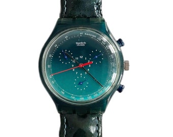 Swatch Chrono Plastic BLACK EFFICIENCY SUSB400 perfekter gebrauchter Zustand neue Batterie eingebaut 42 mm Durchmesser Etsy