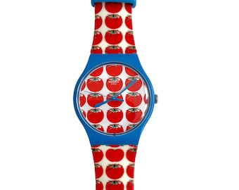 Swatch New Gent TOMATELLA SUOS102 - batería nueva instalada - perfecto estado seminuevo - 41 mm de diámetro - correa de silicona suave