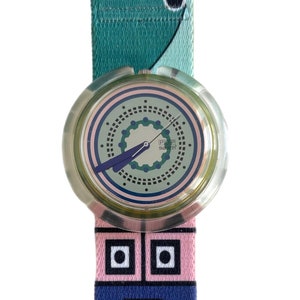 vintage Pop-Swatch MUEZZIN PWN107 - 39 mm diameter - new battery - near mint condition - original packaging