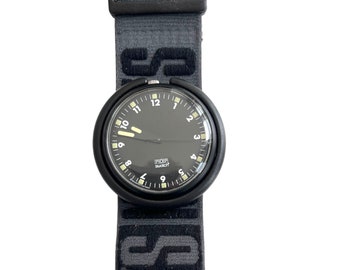 vintage Pop-Swatch JET BLACK TWO PWBB111 from 1989  - new battery - good running condition - 39mm diameter - original packaging